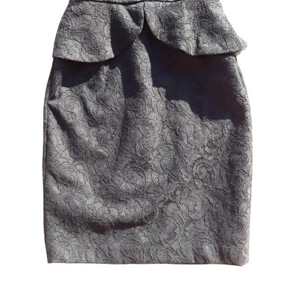 Vintage WHBM 80's Cocktail Structured Strapless Lace Peplum Dress Black Sz 4 - Picture 8 of 13